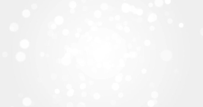 Gray white background with small lights moving from the center. Soft radial animation. Soft transition of colors. Snow blizzard, winter cozy background. Xmas cold snowy grey festive winter sale banner