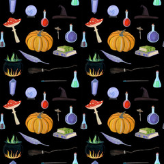 Magic gouache seamless pattern