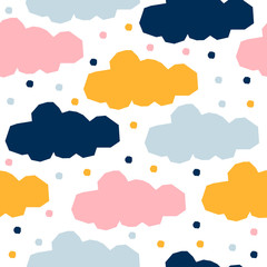 Abstract seamless pattern background. Childish geometric cover for design birthday card, wallpaper, holiday wrapping paper, shop seasonal sale advertising, textile fabric, bag print, t shirt etc.
