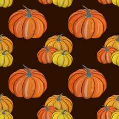 Magic gouache pumpkin, halloween