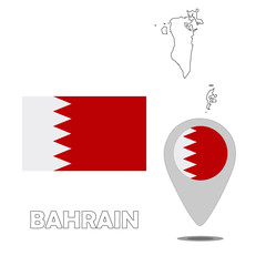 Obraz premium Flag. Pointer. Map of Bahrain