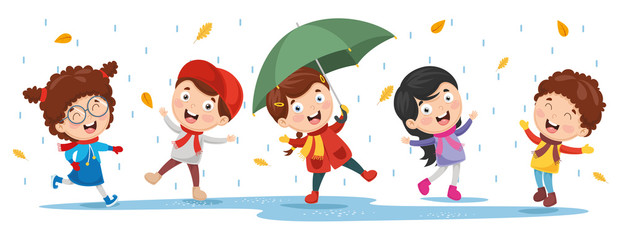 Vector Illustration Of Autumn Children