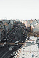 Night view of the city from the roof. Panorama Of St. Petersburg. Architecture and streets