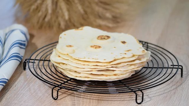 Stack of homemade tortillas