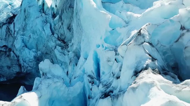 Aerial View Panning Away from Glacier Edge