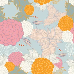 Tuinposter Colorful floral seamless background pattern.Wallpaper, pattern fills, web page background,surface textures, textile design template. Vector illustration © antoniu
