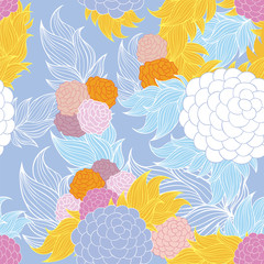 Colorful floral seamless background pattern.Wallpaper, pattern fills, web page background,surface textures, textile design template. Vector illustration