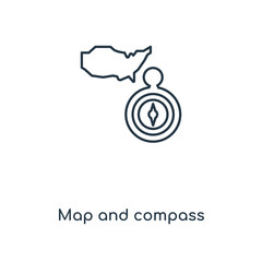 map and compass icon vector