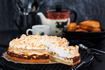 Fresh homemade delicious apple meringue cake
