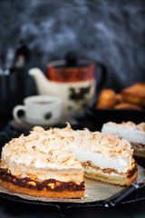 Fresh homemade delicious apple meringue cake