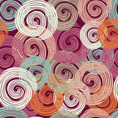 Hand- drawn abstract seamless background pattern. Waves, curls, swirls theme. Vector illustration