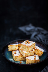 Fresh homemade simple delicious corn and fruits cake