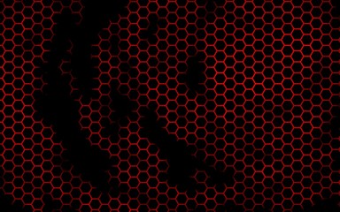 Honeycomb on a red background. Perspective view on polygon look like honeycomb. Isometric geometry. 3D illustration