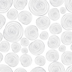 Hand- drawn abstract seamless background pattern. Waves, curls, swirls theme. Vector illustration