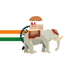 indian royal elephant and flag emblem