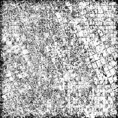 Grunge background abstract black and white. Monochrome texture of dirty surface. Pattern of cracks, chips, scuffs