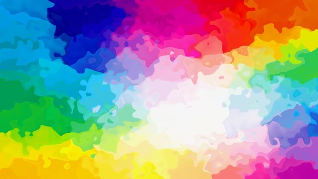 abstract animated twinking stained background seamless loop video - watercolor splotch effect - rainbow full color spectrum - blue pink red orange yellow green white