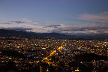 view over cuenca in the blue hour, ecuador