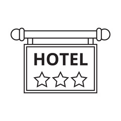 Line icon hotel with stars isolated on white background. Vector illustration.