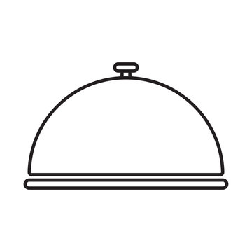 Line icon restaurant cloche isolated on white background. Vector illustration.