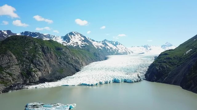 Aerial View Glacier between Mountains