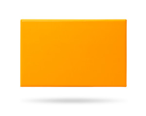 Blank box isolated on white background. Orange product package for your design. Clipping paths object. ( Rectangle shape )