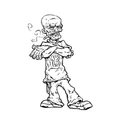 Smoker. Bald man with a cigarette. line art. Vector illustration, eps 10.