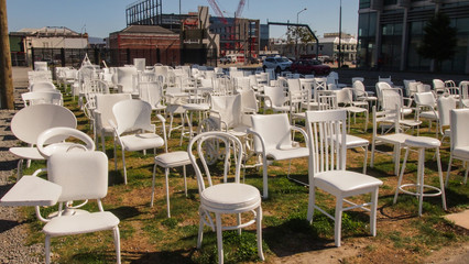 185 Empty Chairs, Memorial in Christchurch, South Island, New Zealand