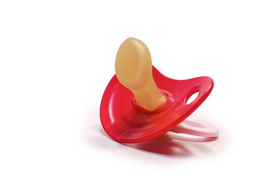 pacifier red for babies isolted