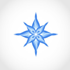 Flower. Blue colour. Logo, sign, symbol. Abstract.