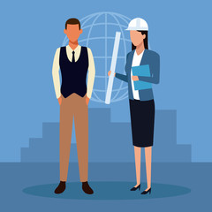 Architect and construction teamwork