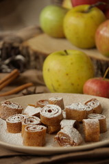 Tasty healthy fruit roll-ups made from apples (Russian pastila).