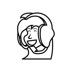 head of girl with headphone character