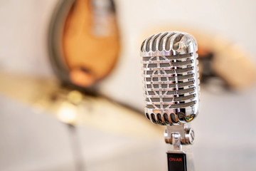 Close-up of retro microphone