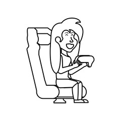 girl sitting playing video game