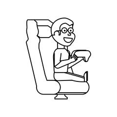 boy sitting playing video game