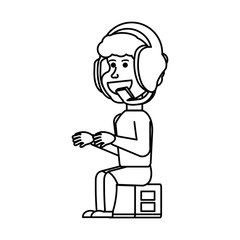 boy sitting with headphone avatar character