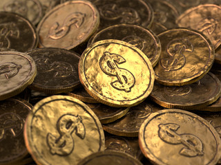 Lot of gold coins,3d rendering,conceptual image.