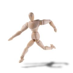 Wooden figure action isolated on white background