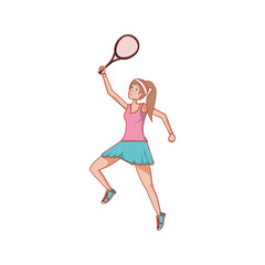 woman tennis playing with racket