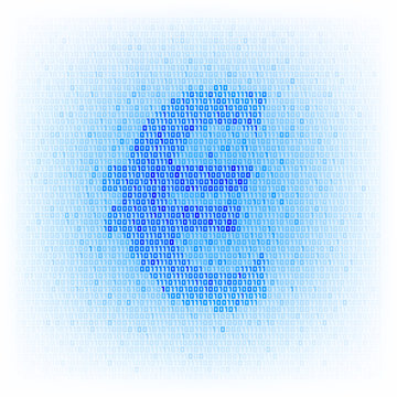 Electronic money concept. Binary code euro symbol on the digital hi-tech style vector backdrop.