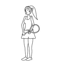 woman tennis playing with racket