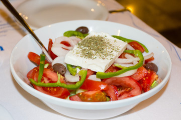 plate with Greek salad