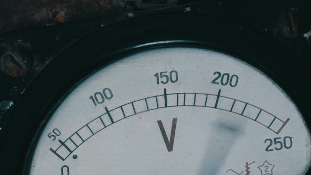 Old vintage voltmeter that shows voltage