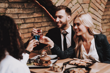 Joyful. Drink Alcohol. Friends. Young People.