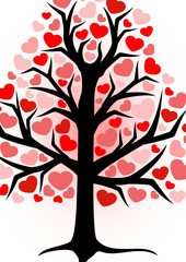 illustration ebony with red hearts on a white background