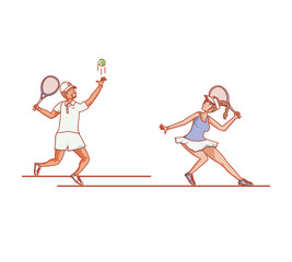 couple playing tennis avatar character