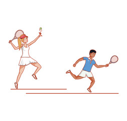 Fototapeta premium couple playing tennis avatar character
