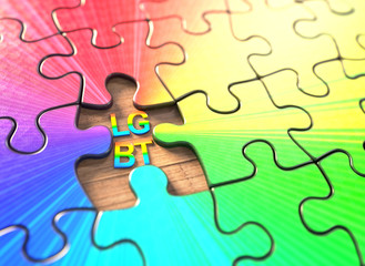 Puzzle of LGBT concept image, or GLBT, that is an initialism that stands for lesbian, gay, bisexual, and transgender.