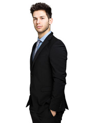 Young manager portrait isolated on white